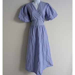 Sofia Midi Dress Womens Large Purple Cottagecore Italy Puff Sleeve Feminine